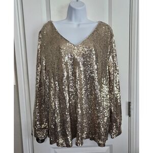 Lane Bryant Women's‎ Sz. 14 Champagne Gold Blouse NWT